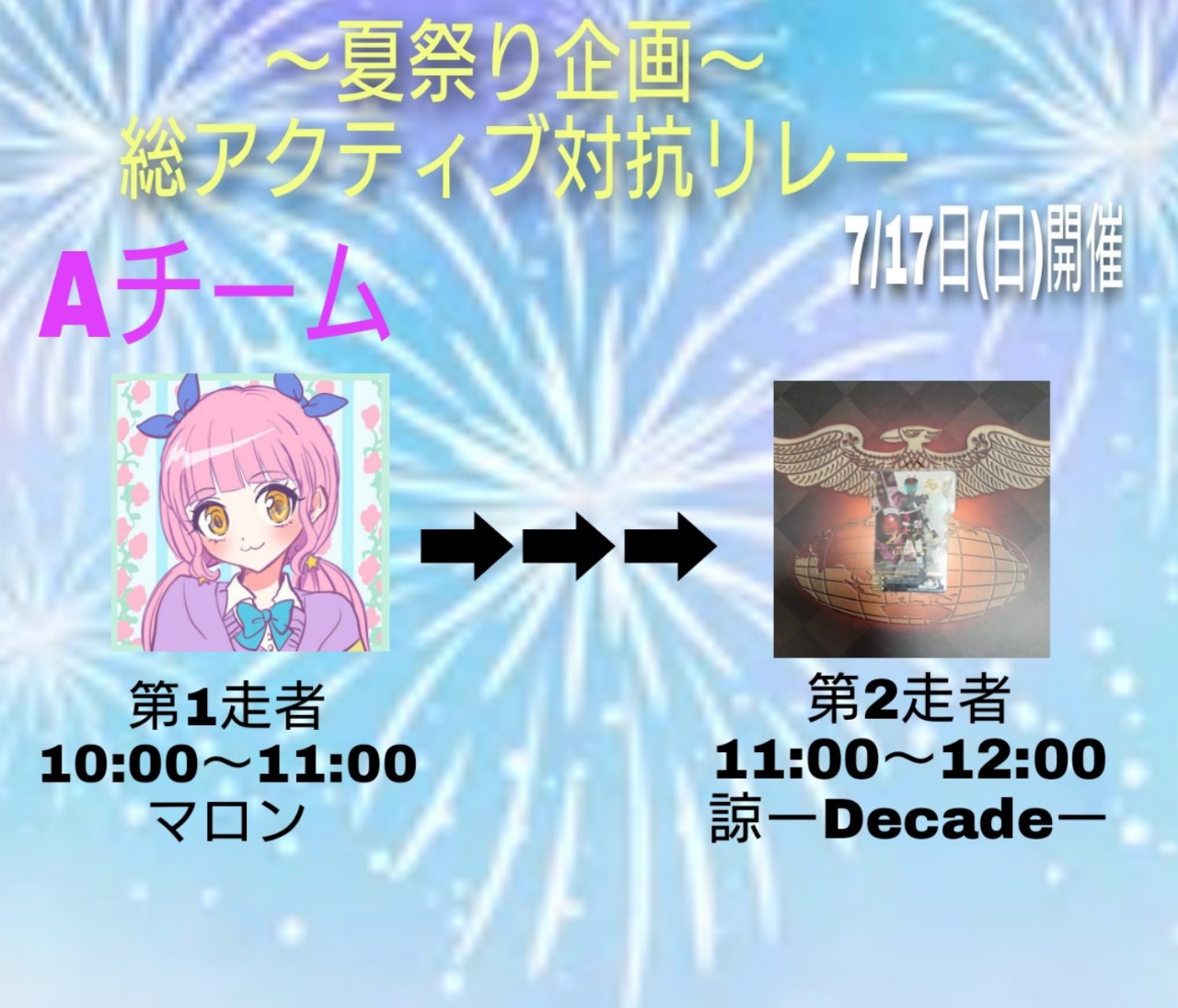 夏祭り対抗リレーAチーム1走者