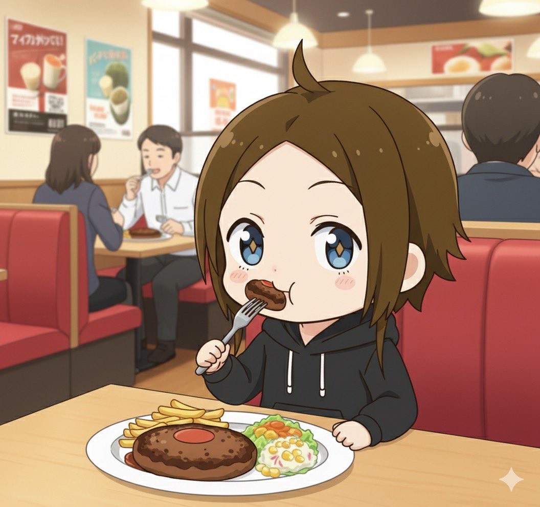 DJちゃたはランチ中