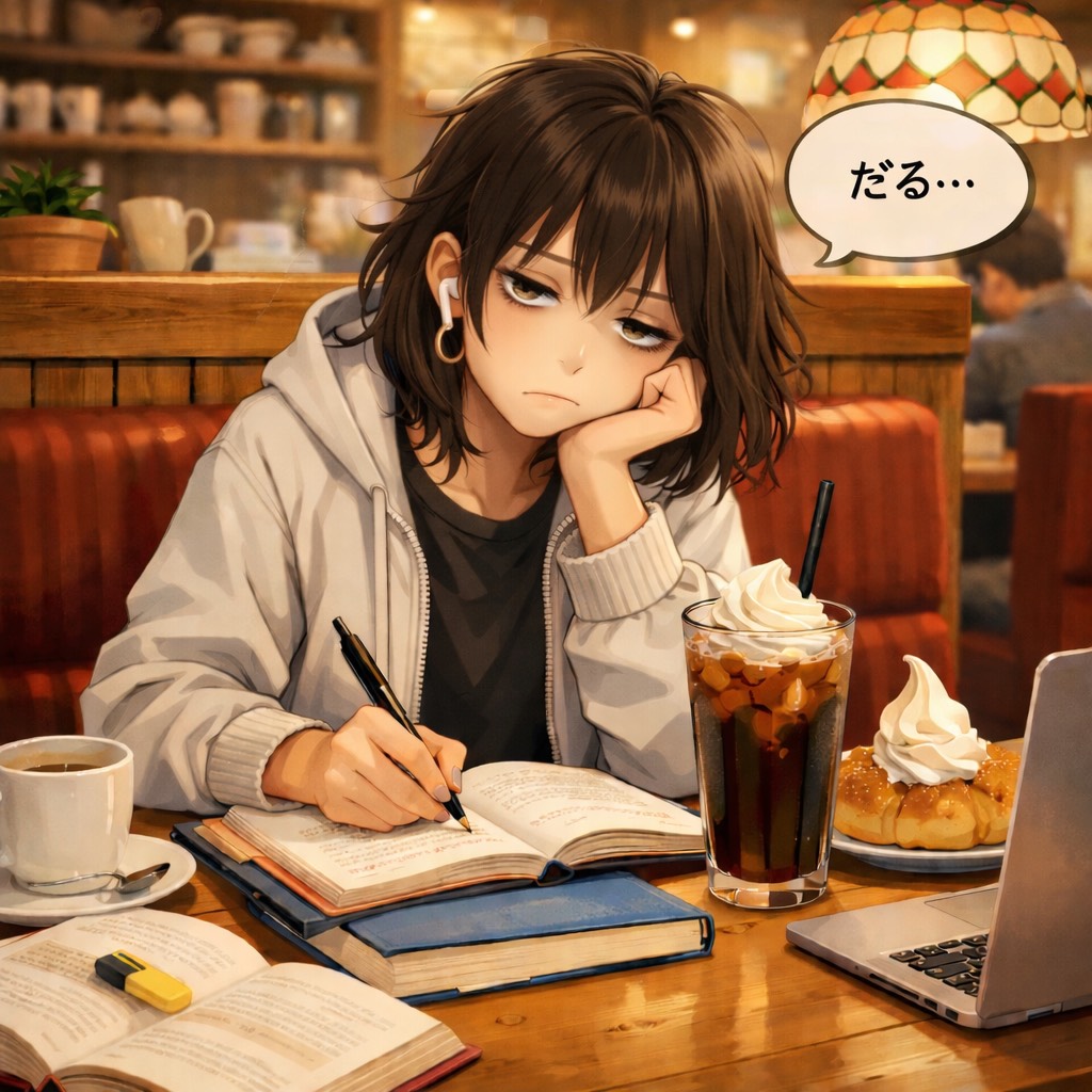 ぼいずがコメダで勉強