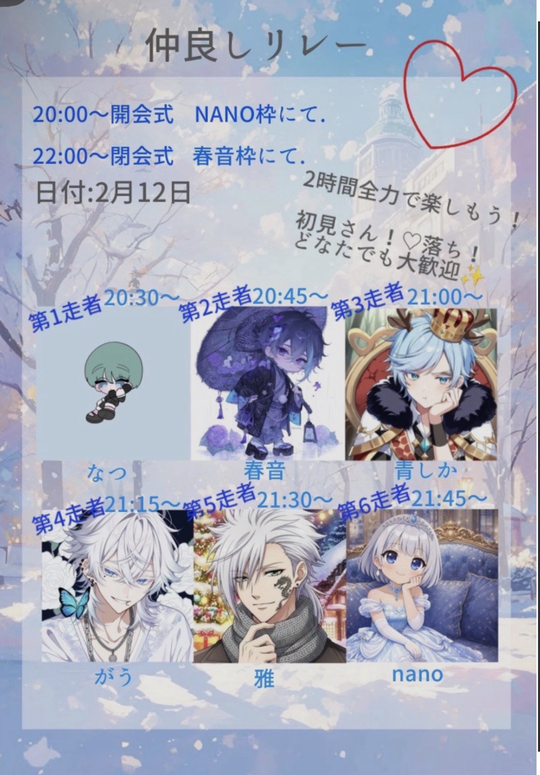 2/12目標ﾎﾞｲｽ🟦リレー準備枠