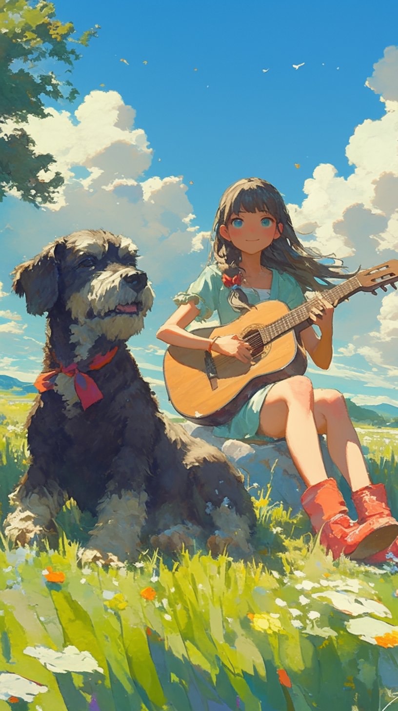 寝起きギターの犬🐶🎸