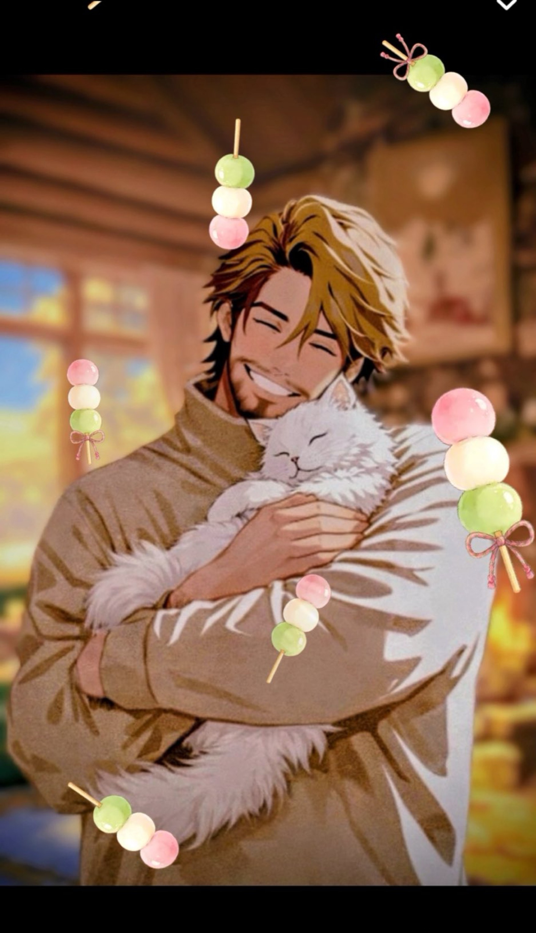 猫とおじさん 珈琲タイム☀️