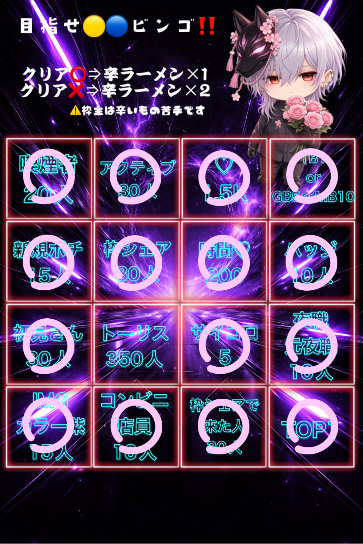 ビンゴ！残りトーリス90人！