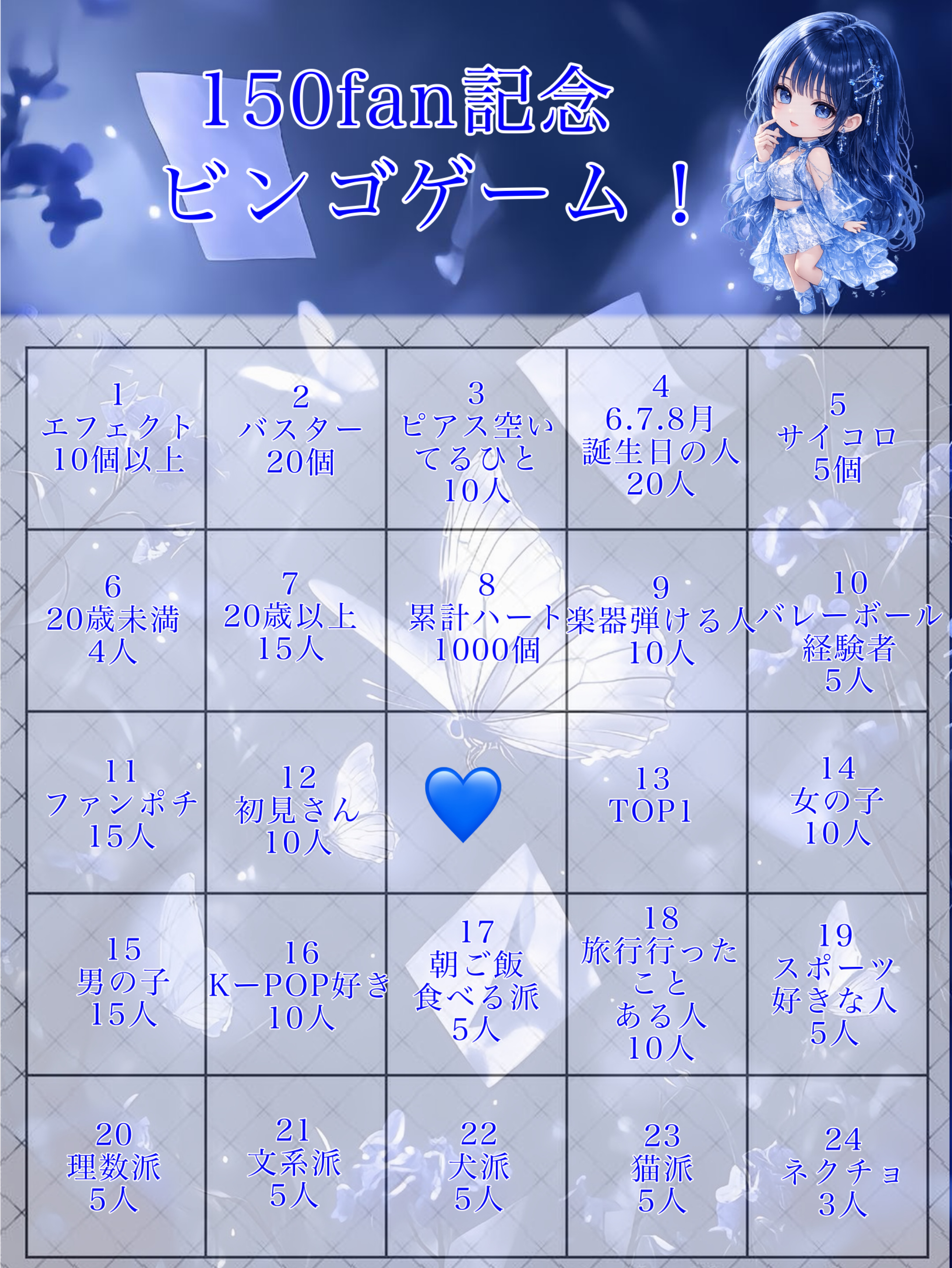 150fan記念ビンゴゲーム！