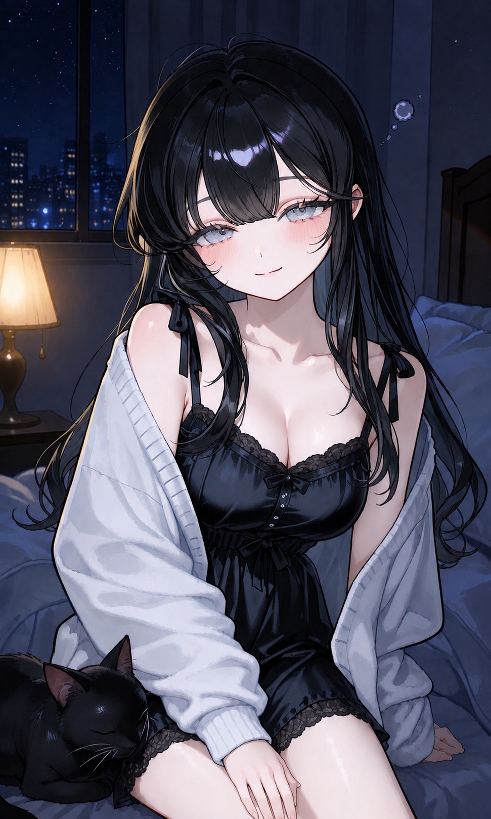 寝かしつけるからおいで〜🐈‍⬛💤