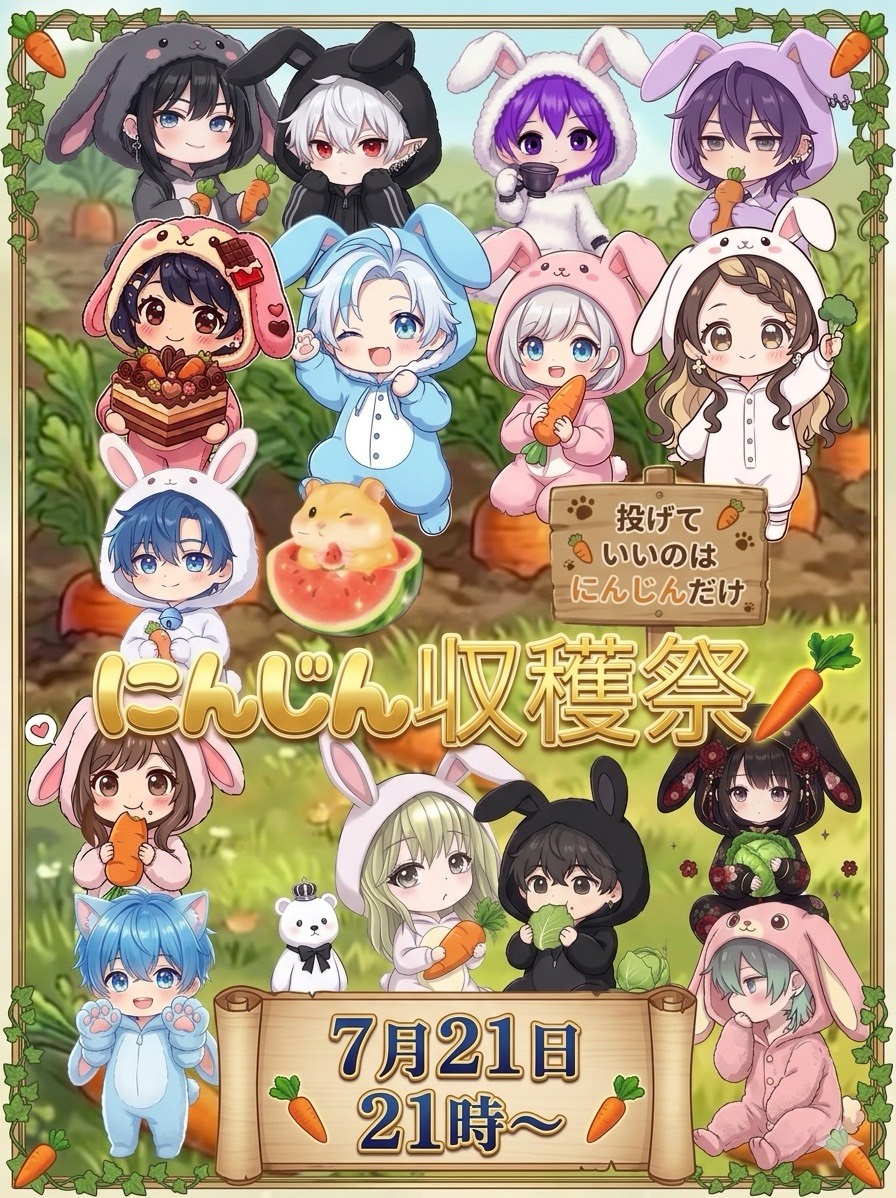 7/21🟦火曜日21時🥕にんじん収穫祭🥕