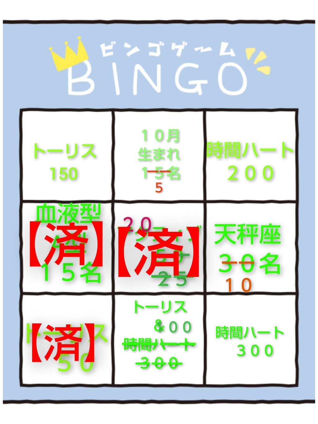 初潜〇 ﾄｰﾘｽﾊｰﾄｱｸﾃｨﾌﾞビンゴ