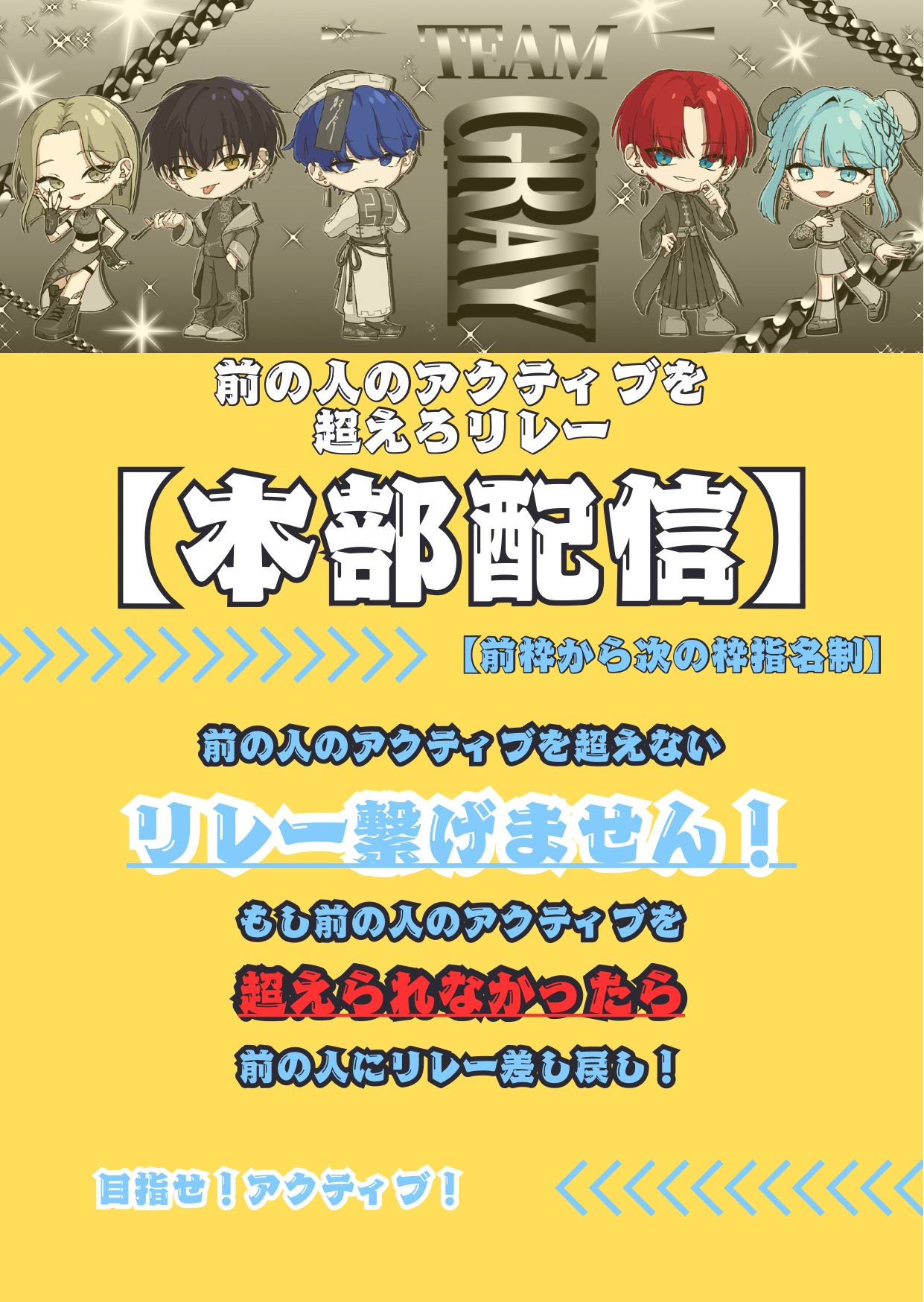 【本部配信】前の人アクティブを超えろ‼️