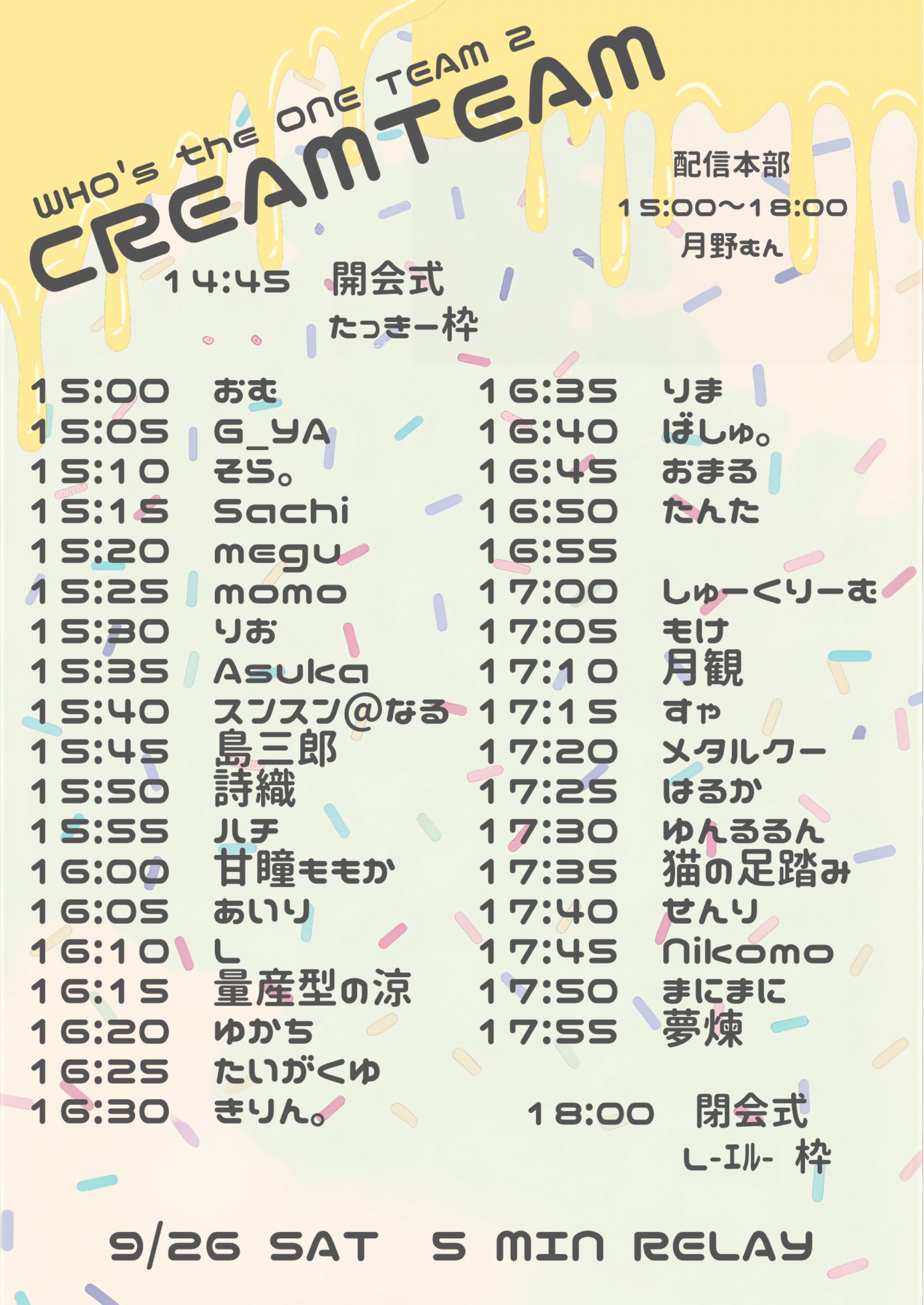 🍨5分リレー閉会式🍨