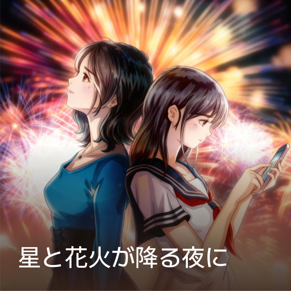 星と花火が降る夜に